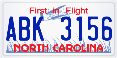 NC license plate ABK3156