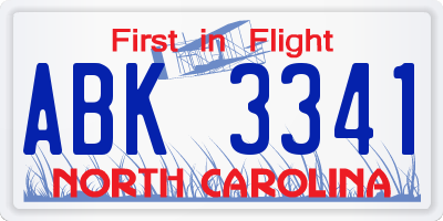 NC license plate ABK3341