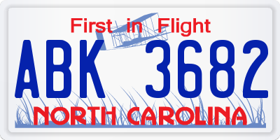 NC license plate ABK3682