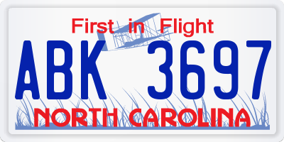 NC license plate ABK3697