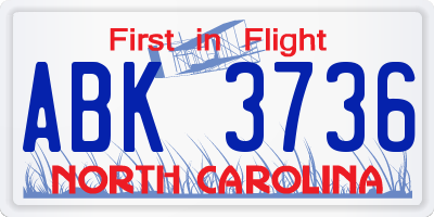 NC license plate ABK3736