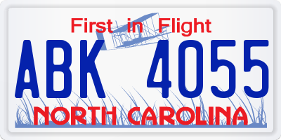 NC license plate ABK4055