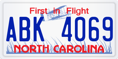 NC license plate ABK4069