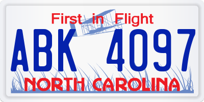 NC license plate ABK4097