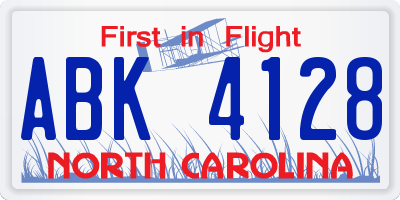NC license plate ABK4128