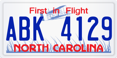 NC license plate ABK4129
