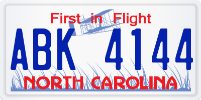NC license plate ABK4144