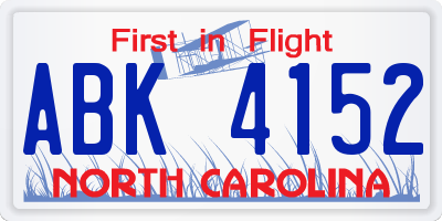 NC license plate ABK4152