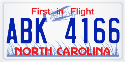 NC license plate ABK4166