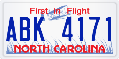 NC license plate ABK4171