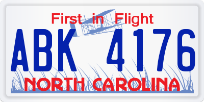 NC license plate ABK4176