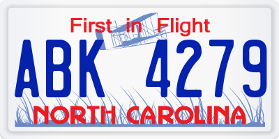 NC license plate ABK4279
