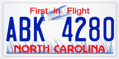 NC license plate ABK4280