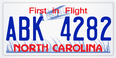 NC license plate ABK4282
