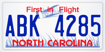 NC license plate ABK4285