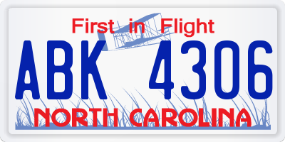 NC license plate ABK4306