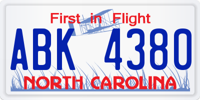 NC license plate ABK4380