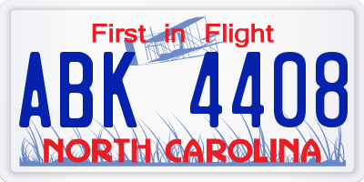 NC license plate ABK4408