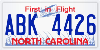 NC license plate ABK4426
