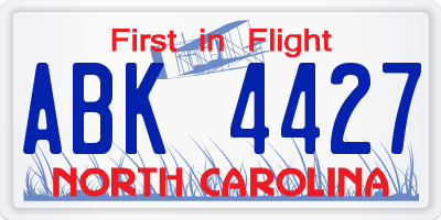 NC license plate ABK4427