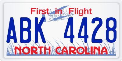 NC license plate ABK4428