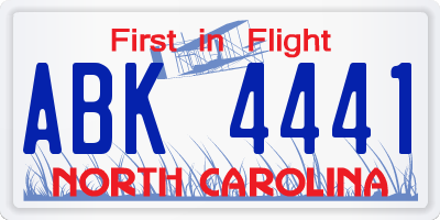 NC license plate ABK4441