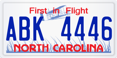 NC license plate ABK4446