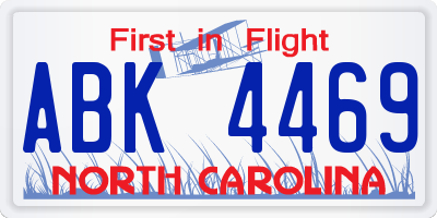 NC license plate ABK4469