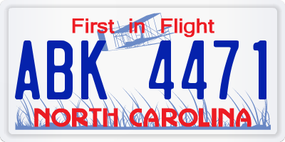 NC license plate ABK4471
