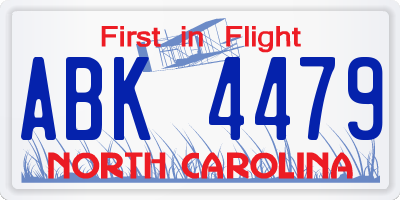 NC license plate ABK4479