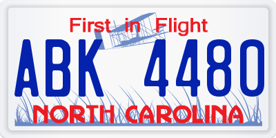 NC license plate ABK4480