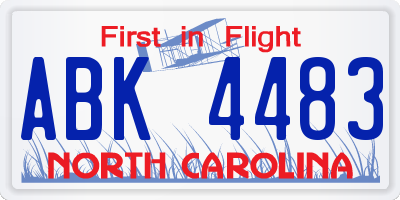 NC license plate ABK4483