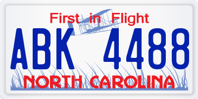 NC license plate ABK4488