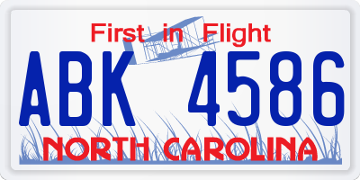 NC license plate ABK4586