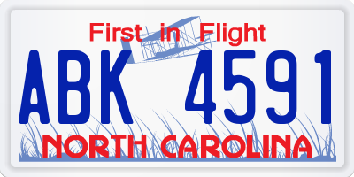 NC license plate ABK4591