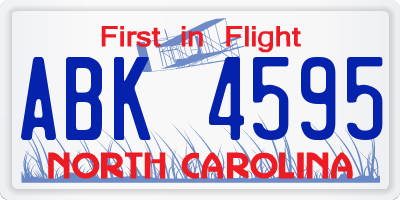 NC license plate ABK4595