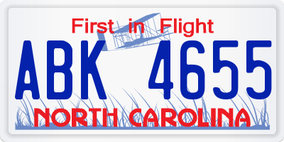 NC license plate ABK4655