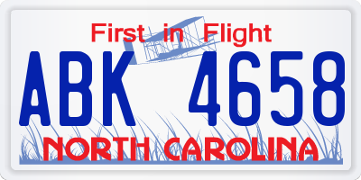 NC license plate ABK4658