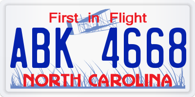 NC license plate ABK4668