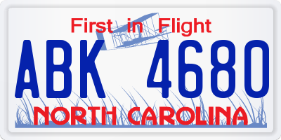 NC license plate ABK4680