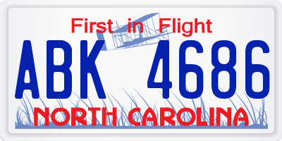 NC license plate ABK4686