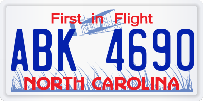 NC license plate ABK4690