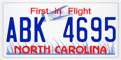 NC license plate ABK4695