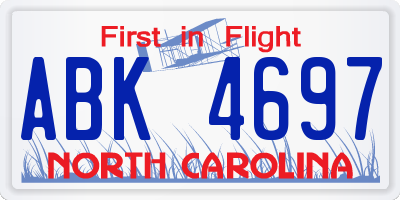 NC license plate ABK4697