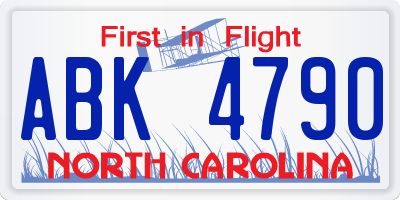 NC license plate ABK4790