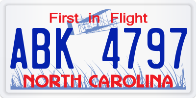 NC license plate ABK4797