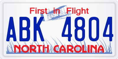 NC license plate ABK4804