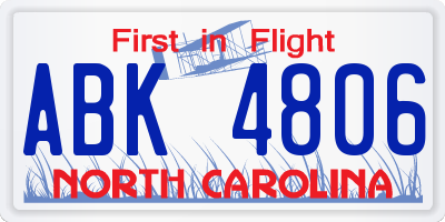 NC license plate ABK4806