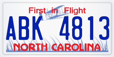 NC license plate ABK4813