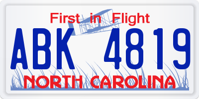 NC license plate ABK4819